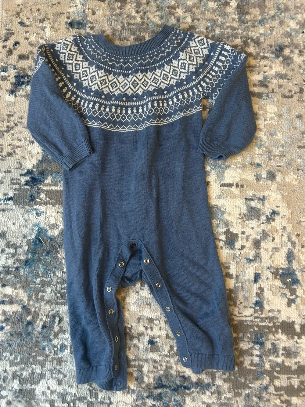 GAP Blue and White Fair Isle Knit One-Piece